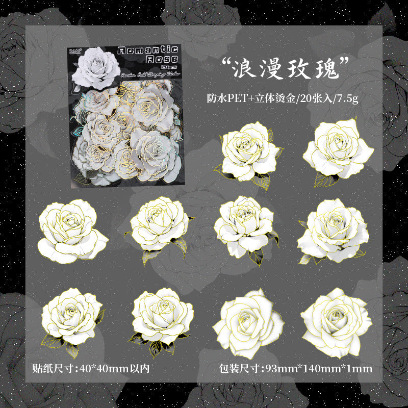 悦真花香满园立体烫金手帐贴纸包 跨境复古贴纸手账贴纸手帐素材