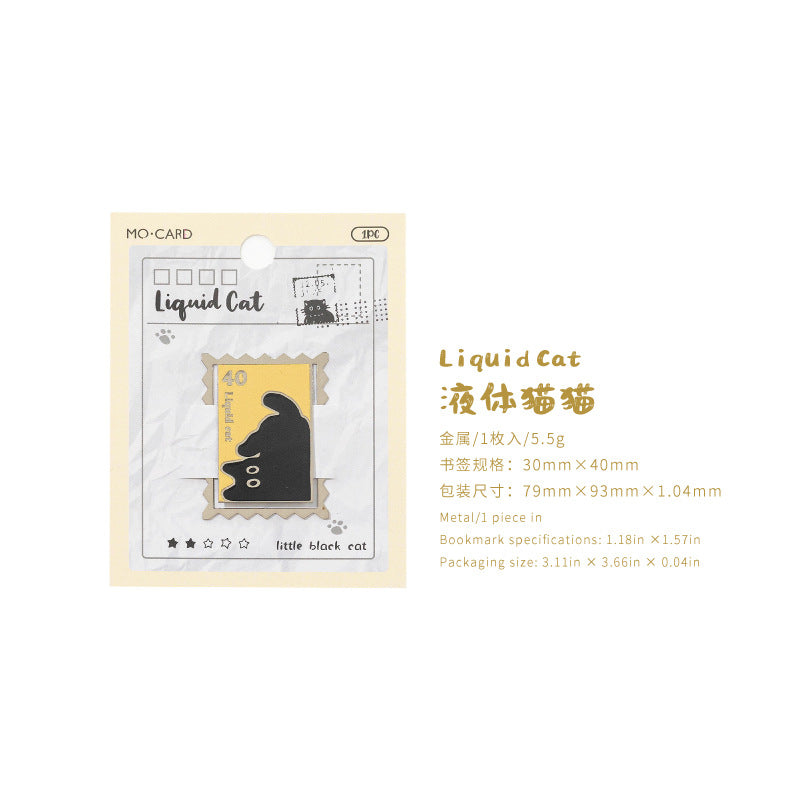 Novellea - Cat-Illustration Stamp-Border Bookmark Clip