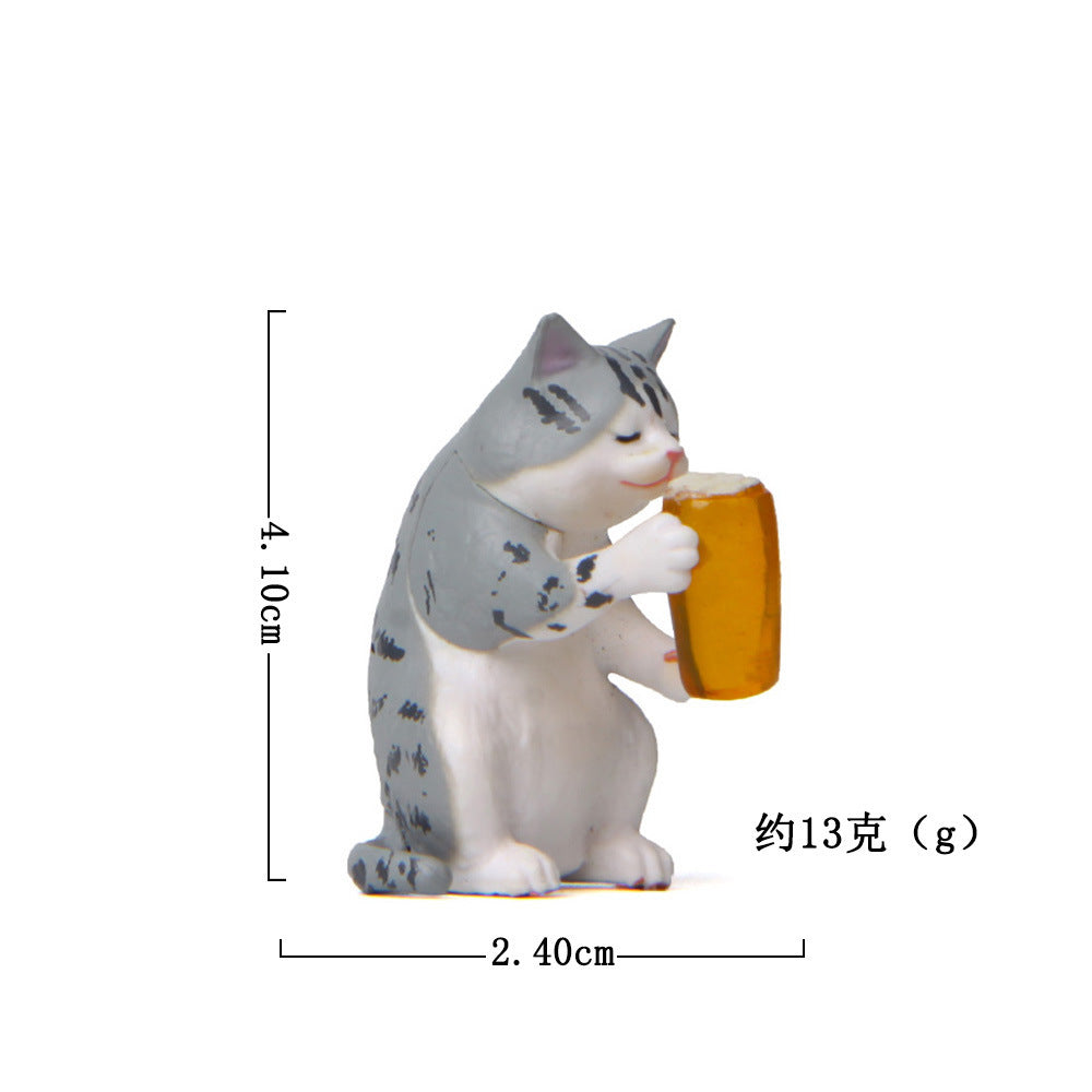 自愈系啤酒猫醉酒小虎猫手办网红爆款卡伊汽车内饰品车摆桌面玩偶