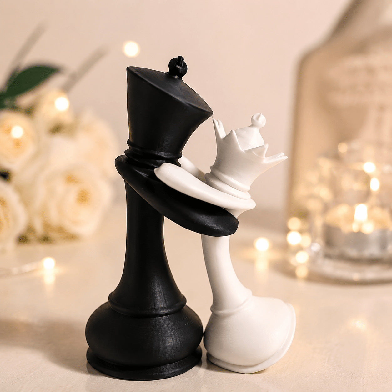 跨境3d打印国王国后象棋情侣雕像周年纪念订婚新婚礼物桌面摆件