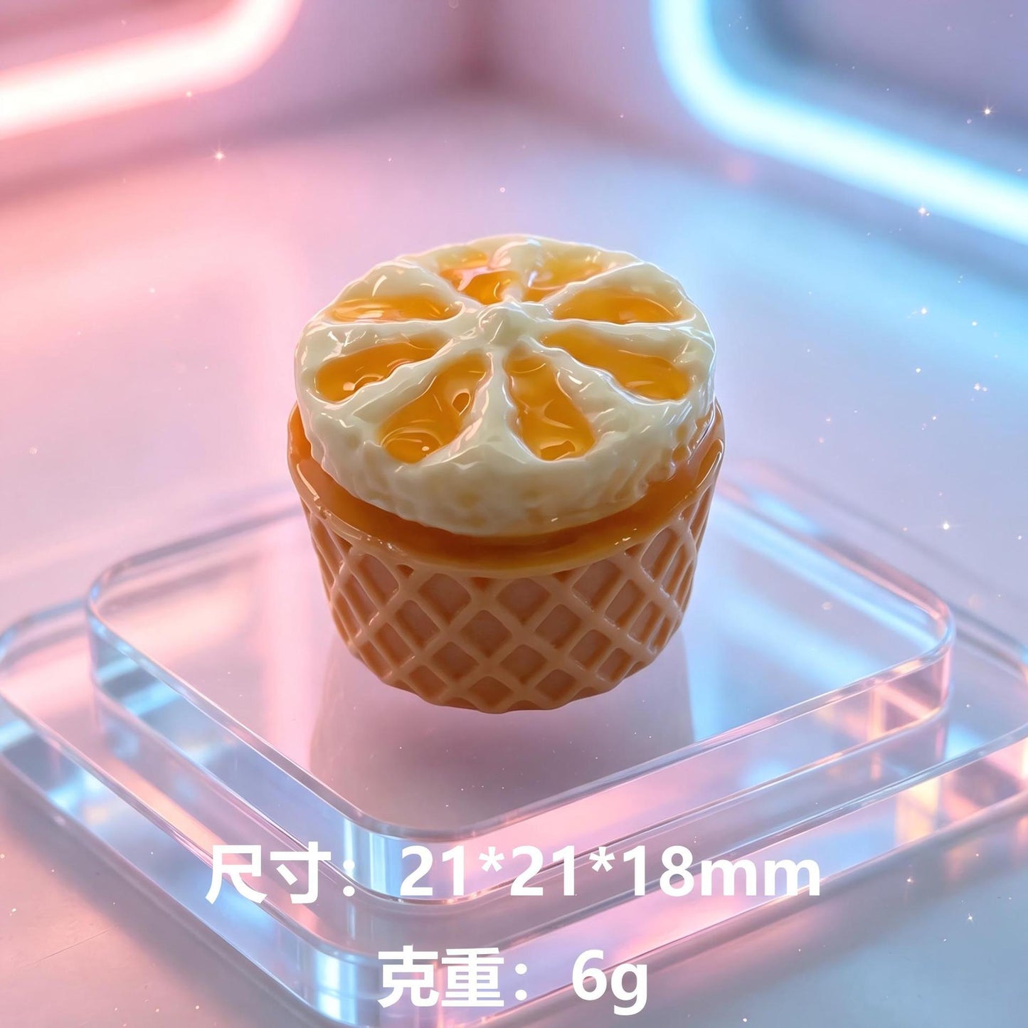 清凉一夏华夫饼杯冰淇淋仿真树脂微缩食玩摆件DIY钥匙扣挂件饰品