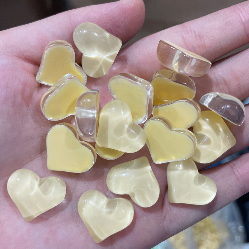 透明猫眼桃心树脂配件尖爱心饰品贴片diy手机壳发夹水杯贴片材料