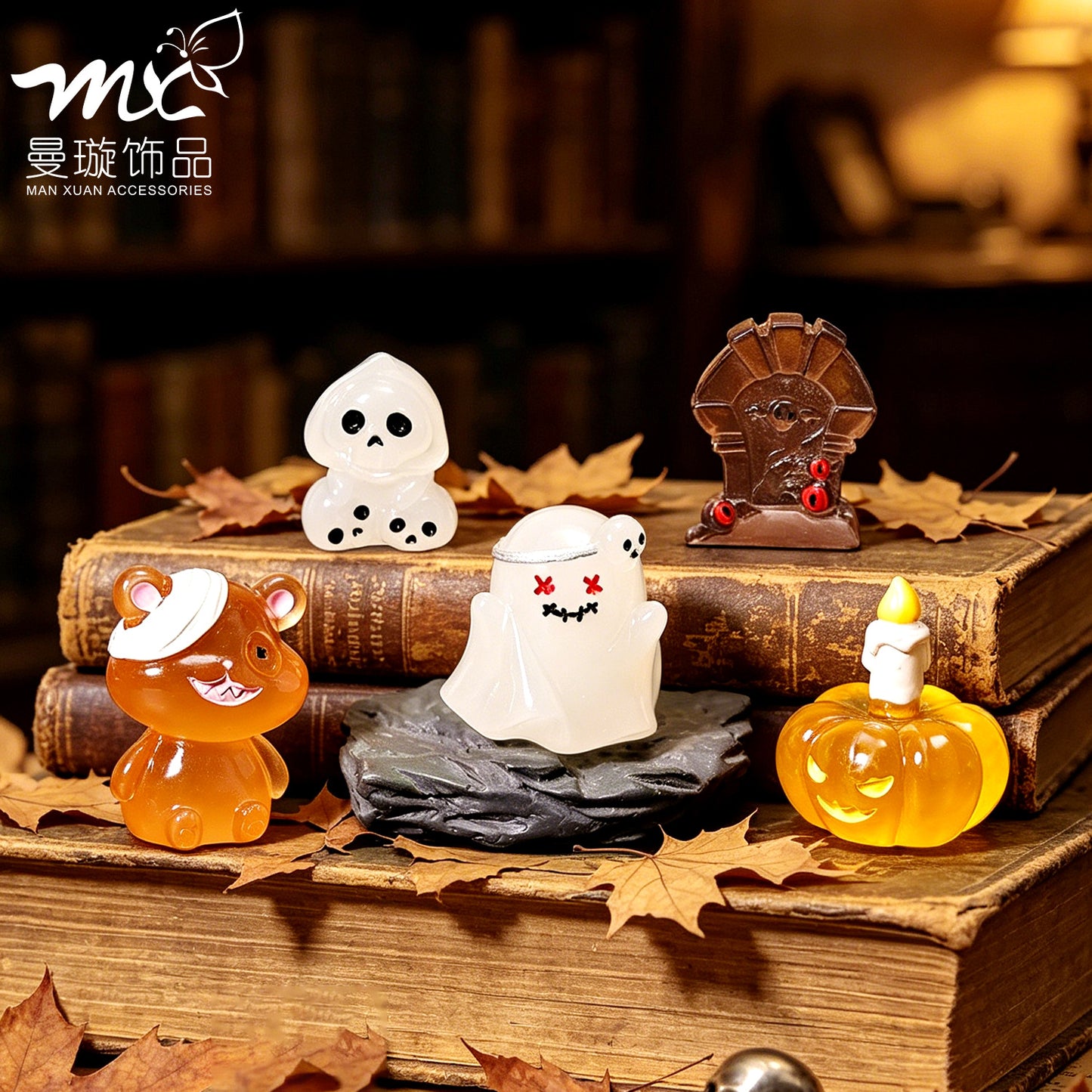 跨境新品万圣节南瓜幽灵萌粒 diy装饰品配件微景观桌面车载小摆件
