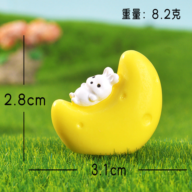 跨境创意可爱云朵微景观桌面装饰小摆件 卡通月亮小兔子DIY小配件