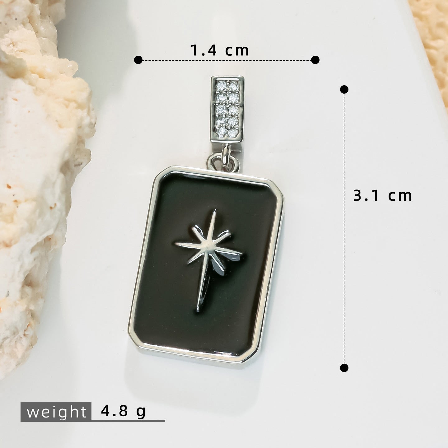 欧美跨境八芒星盾牌项链吊坠女个性百搭耳环挂件黑色滴油饰品配件