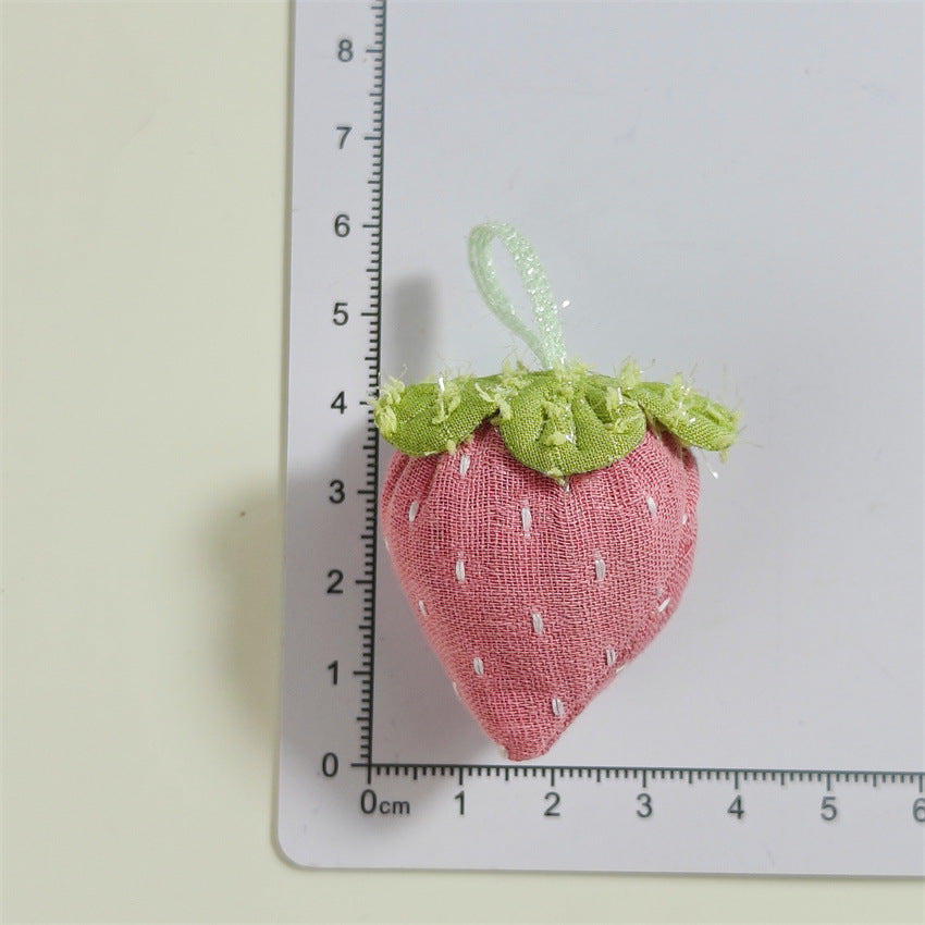 夏季新款小清新布艺充棉草莓配饰 DIY水果挂件钥匙扣包包装饰配件