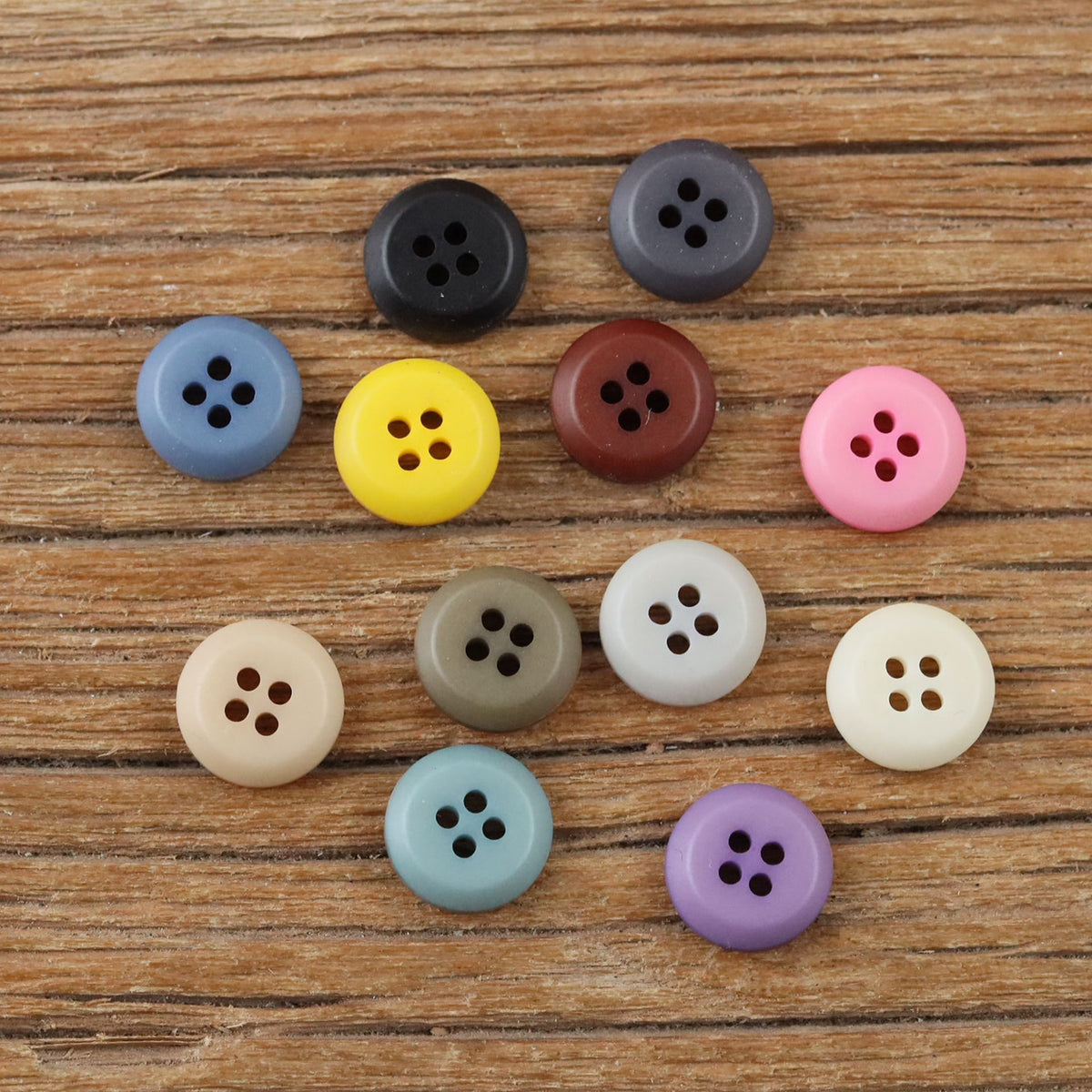 Bunli - DIY 10 Pack Matte Round Four Hole Button