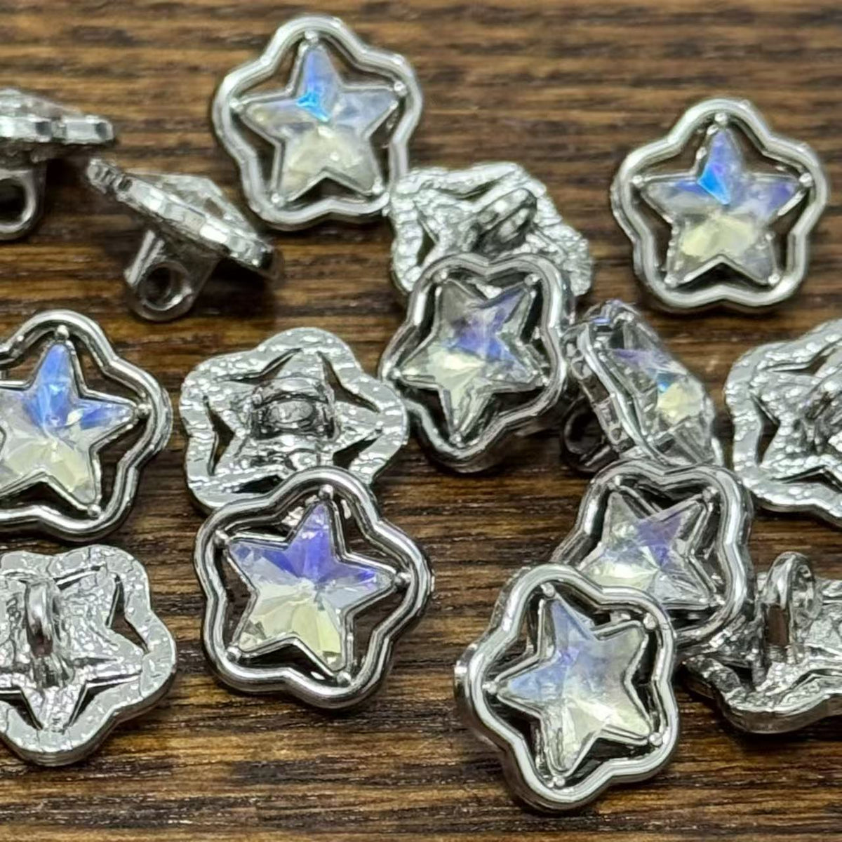 Bunli - DIY 10 Pack Sparkle Star Shank Button