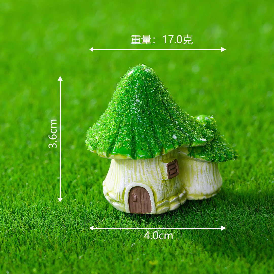 创意新品仿真蘑菇房子 树脂小摆件萌粒diy鱼缸造景装饰品桌面摆件