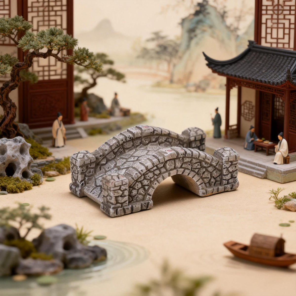 微景观创意园艺造景木桥亭子古风装饰树脂diy工艺品小摆件配件