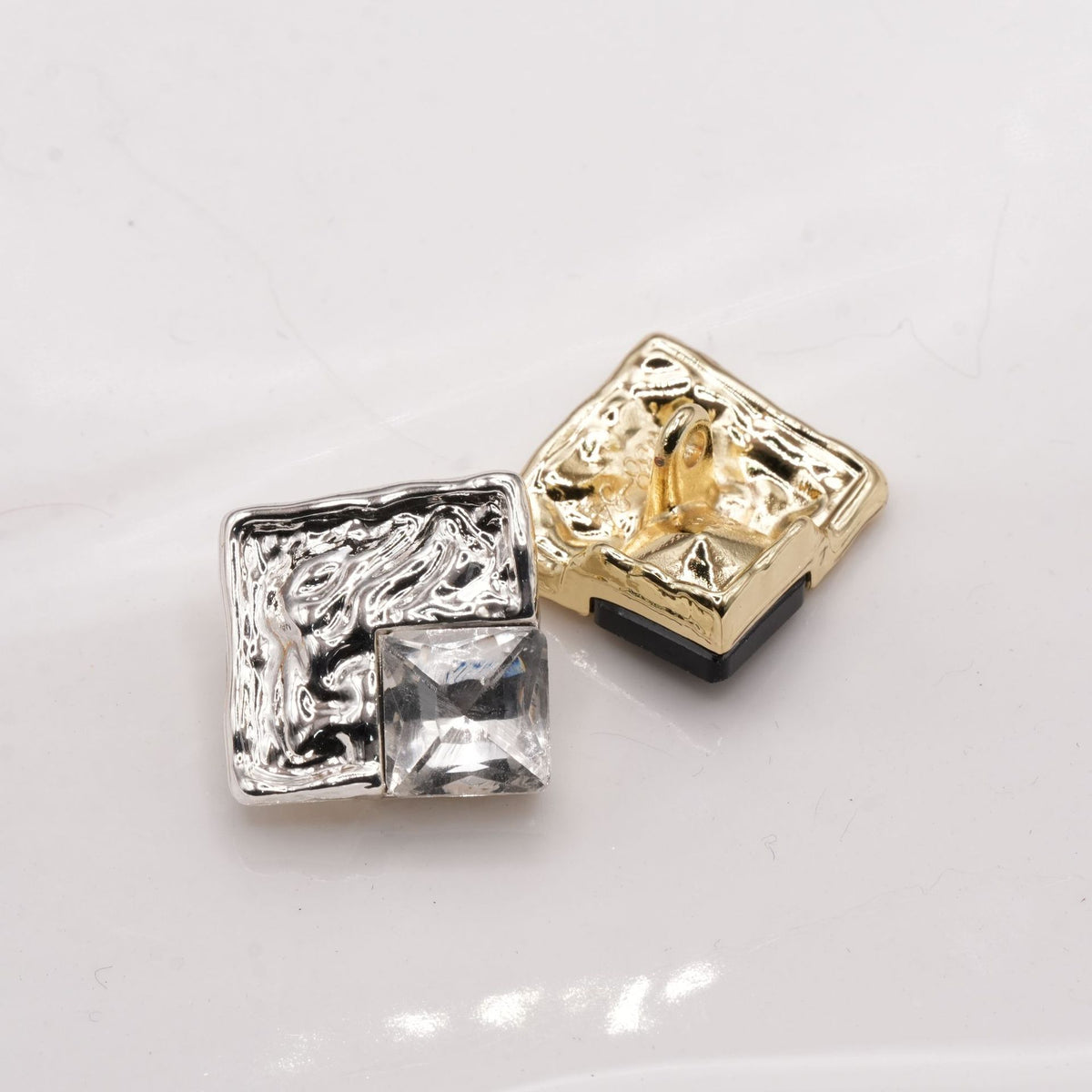 Bunli - DIY 10 Pack Textured Square Faceted-Accent Button