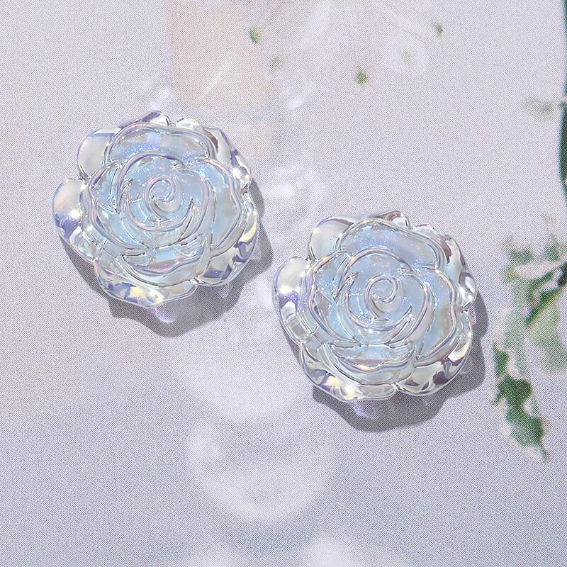 18mm人鱼姬炫彩玫瑰花树脂配件ins甜美小清新耳环发夹头饰材料