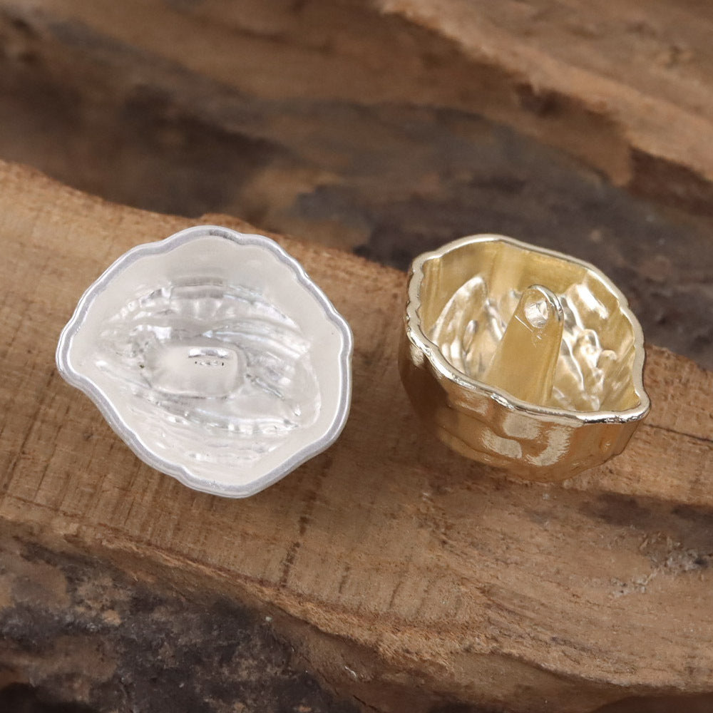 贝壳形状小众设计毛呢大衣西装金属高脚纽扣亮金色毛衣开衫扣子