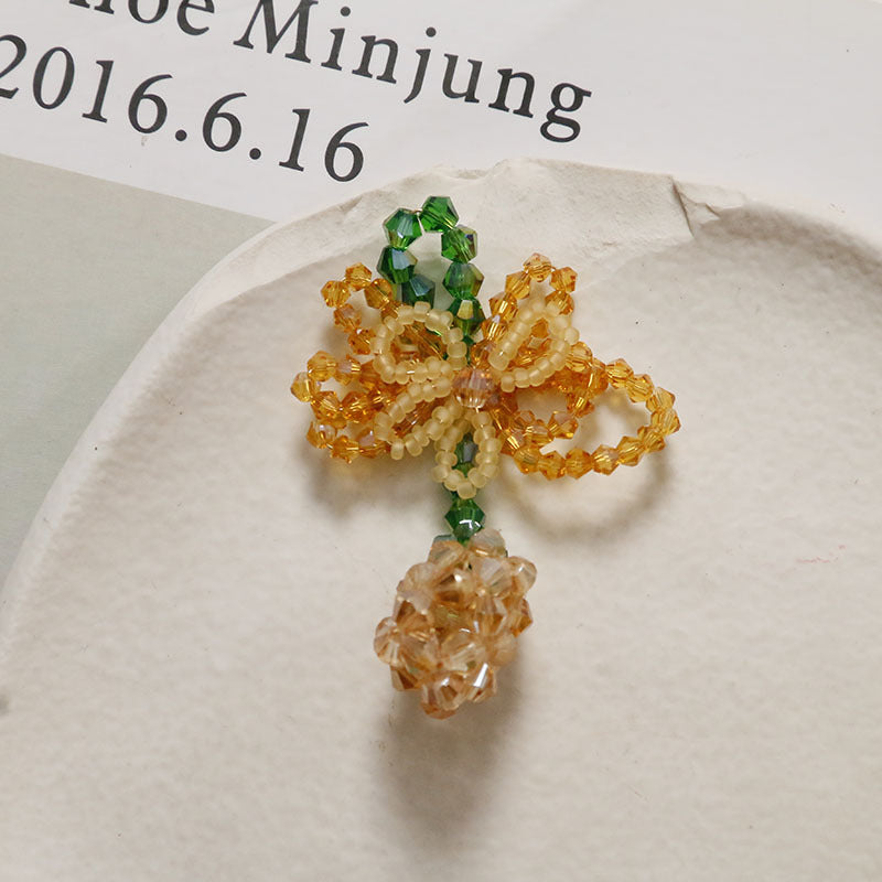夏季新品清新甜美彩色花朵绿色果实蝴蝶结长款DIY饰品耳环女配件