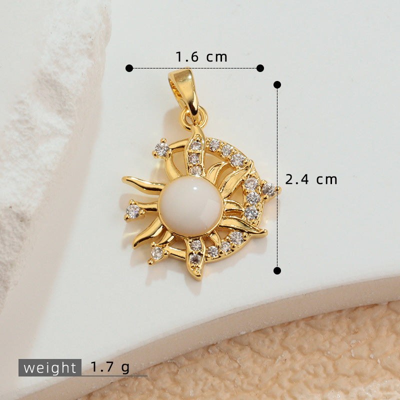太空太阳星星月亮航天系列星空八芒星铜吊坠diy项链配件挂件批发