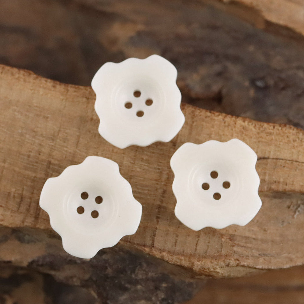 Bunli - DIY 10 Pack Knot-Shaped Ivory Four-Hole Button