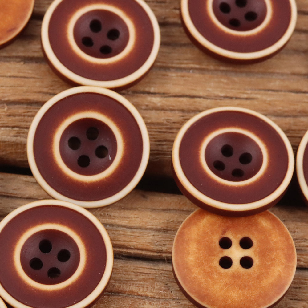 Bunli - DIY 10 Pack Washed Contrast-Ring Round Button