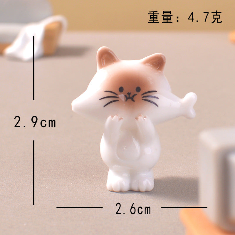 跨境卡通可爱偷吃小猫微景观桌面装饰小摆件 呆萌小猫DIY小配件