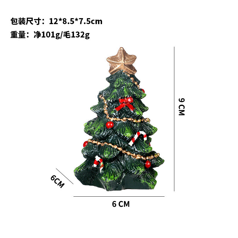 跨境新品 圣诞节装饰品 ins欧式树脂迷你圣诞树摆件 桌面派对装饰
