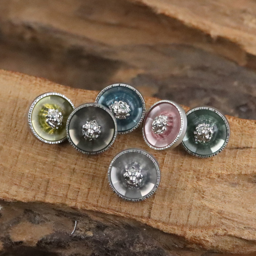 Bunli - DIY 10 Pack Lion-Head Silver-Tone Rim Button