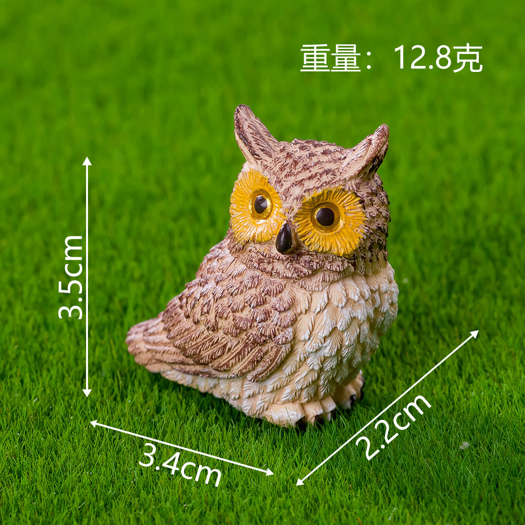 微景观新品仿真写实猫头鹰摆件 diy园艺造景家居装饰品桌面小摆件