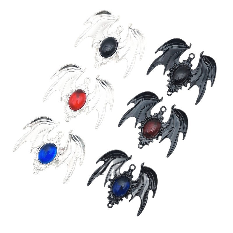Elvane - Gothic Bat Wing Oval Accent Pendant Only