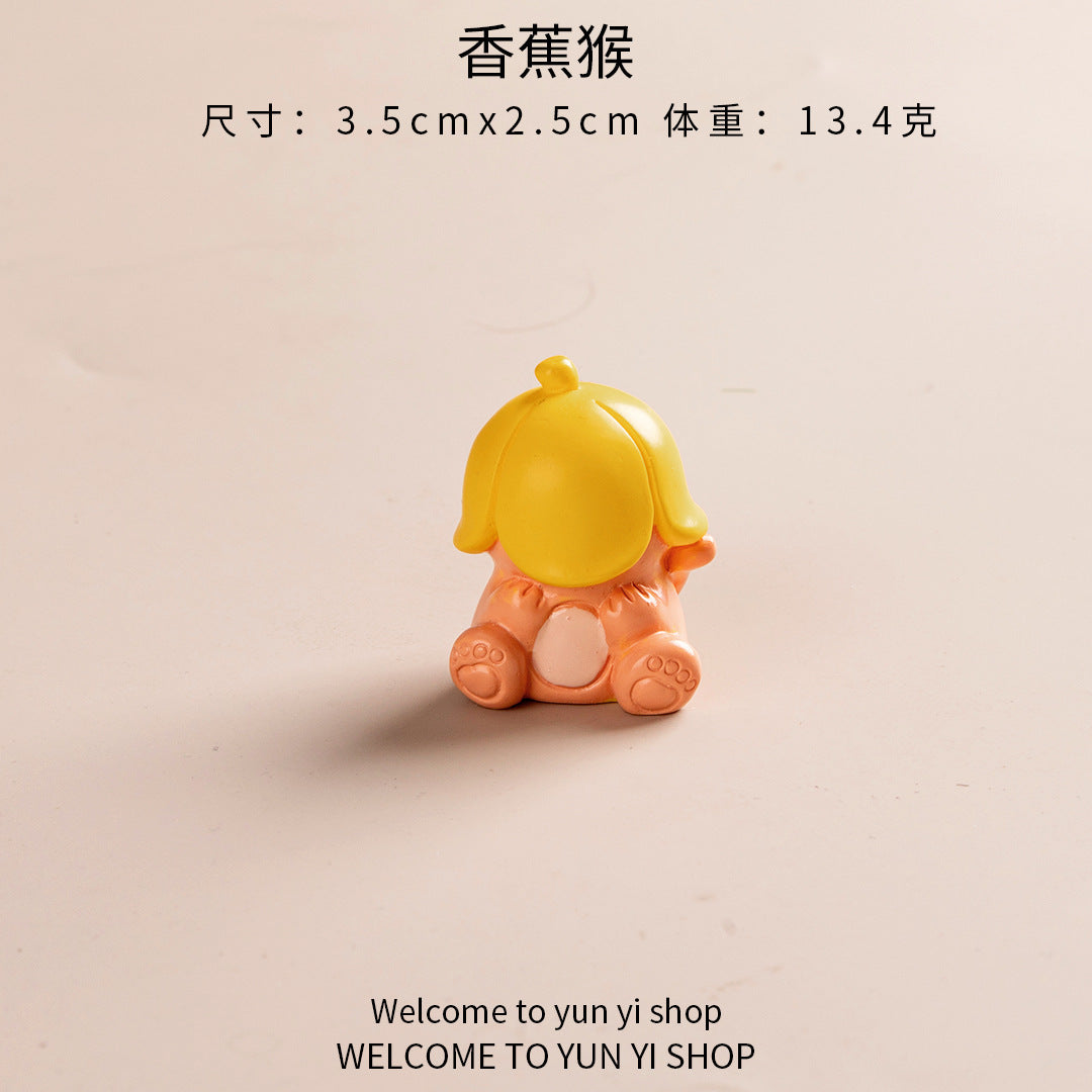 创意可爱水果帽子动物微景观盲盒装饰品配件办公室桌面迷你小摆件