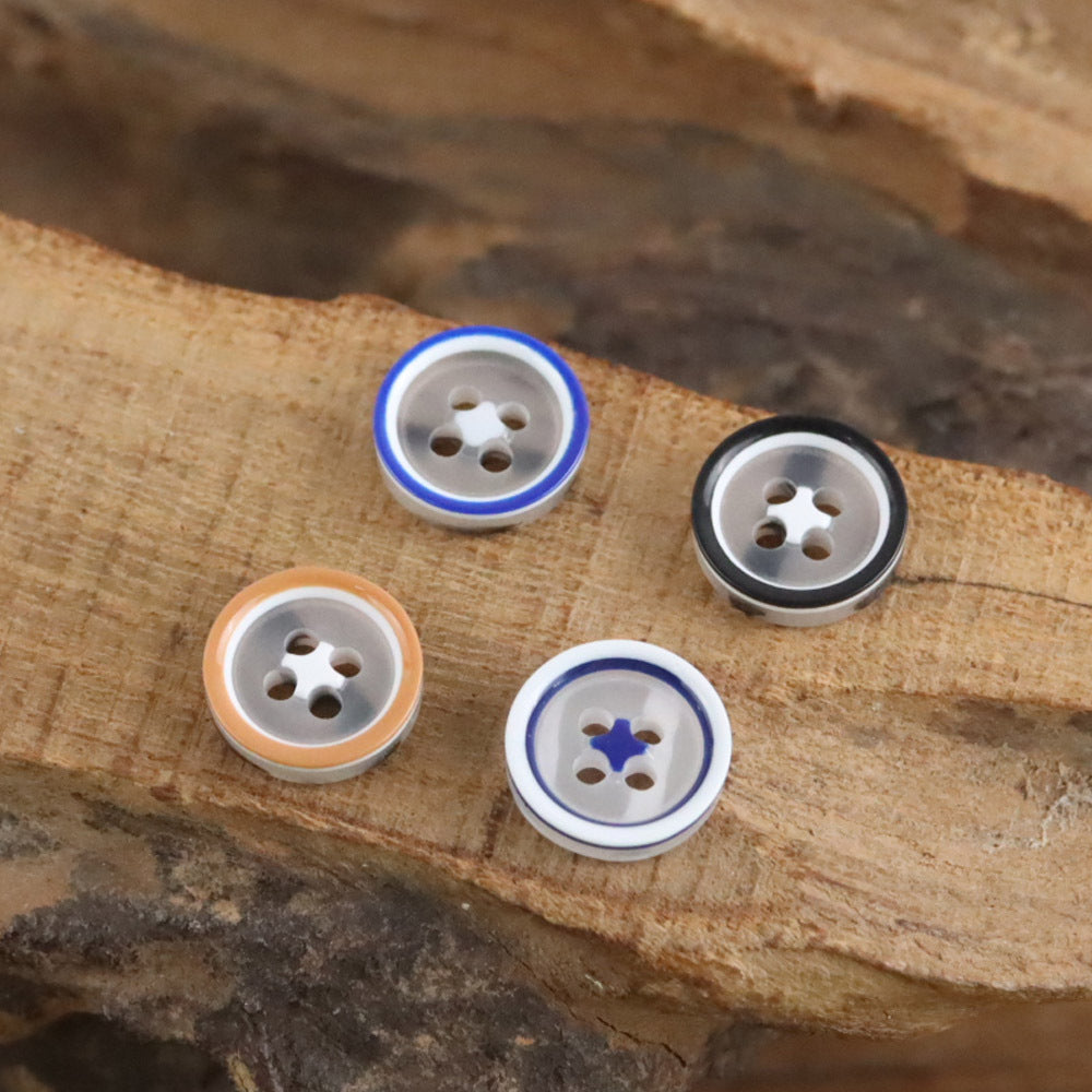 Bunli - DIY 10 Pack Clear Border Four Hole Button