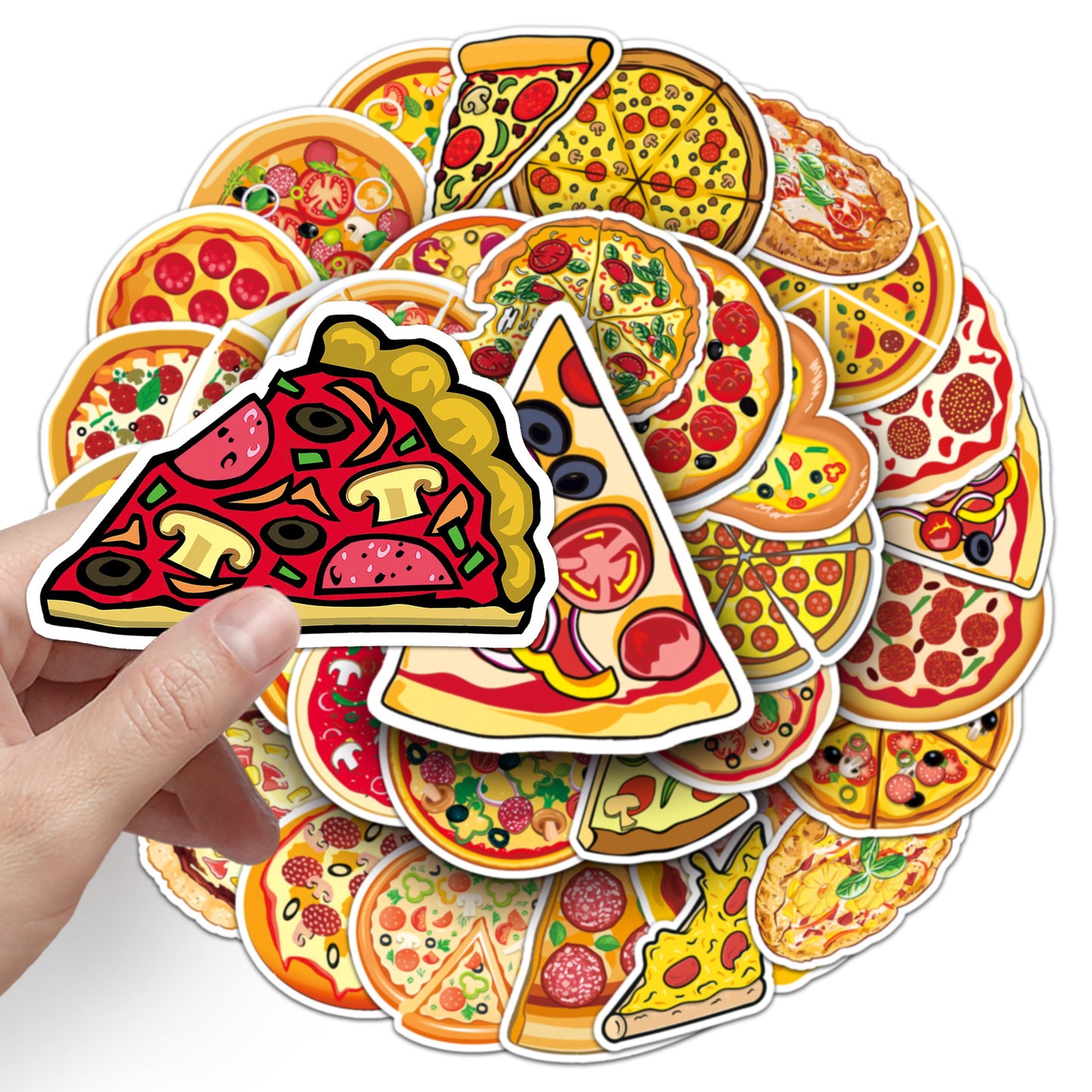 50张披萨个性跨境卡通食物咕卡手帐装饰吉他笔记本行李箱涂鸦贴纸