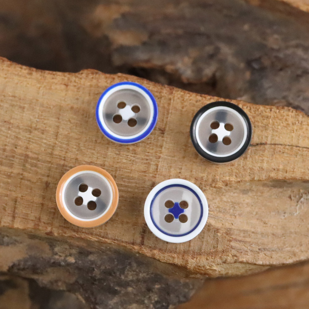 Bunli - DIY 10 Pack Clear Border Four Hole Button