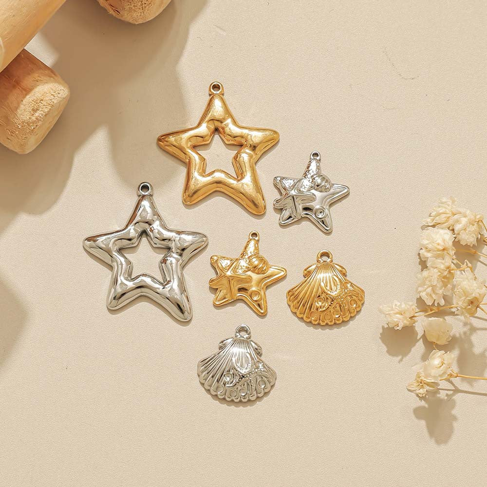 Elvane - Puffy Star and Scallop Shell Pendant Only