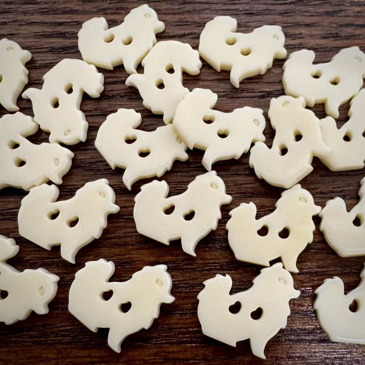 Bunli - DIY 10 Pack Cream Stylized Dog-Shaped Button