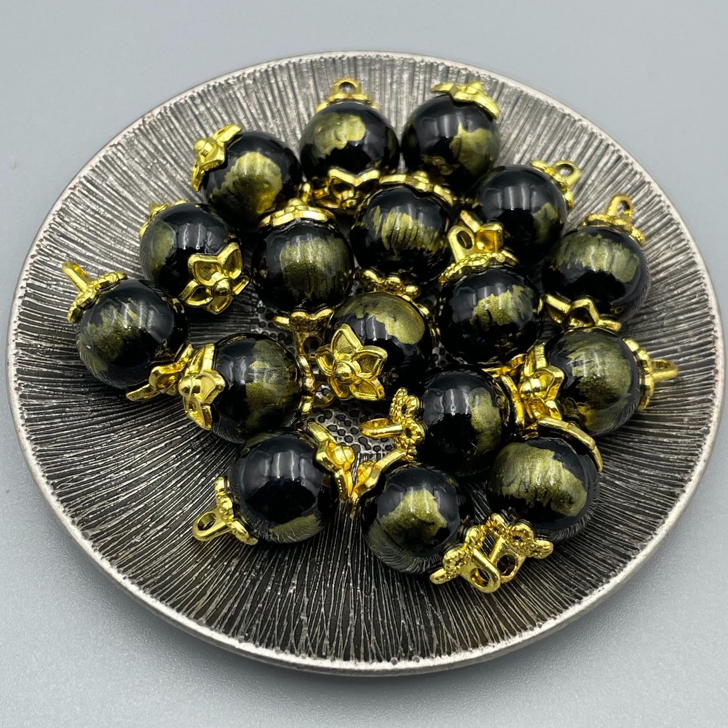 鼎丰新中式旗袍扣琉璃金漆金属脚衬衫开衫饰品 圆珠10mm
