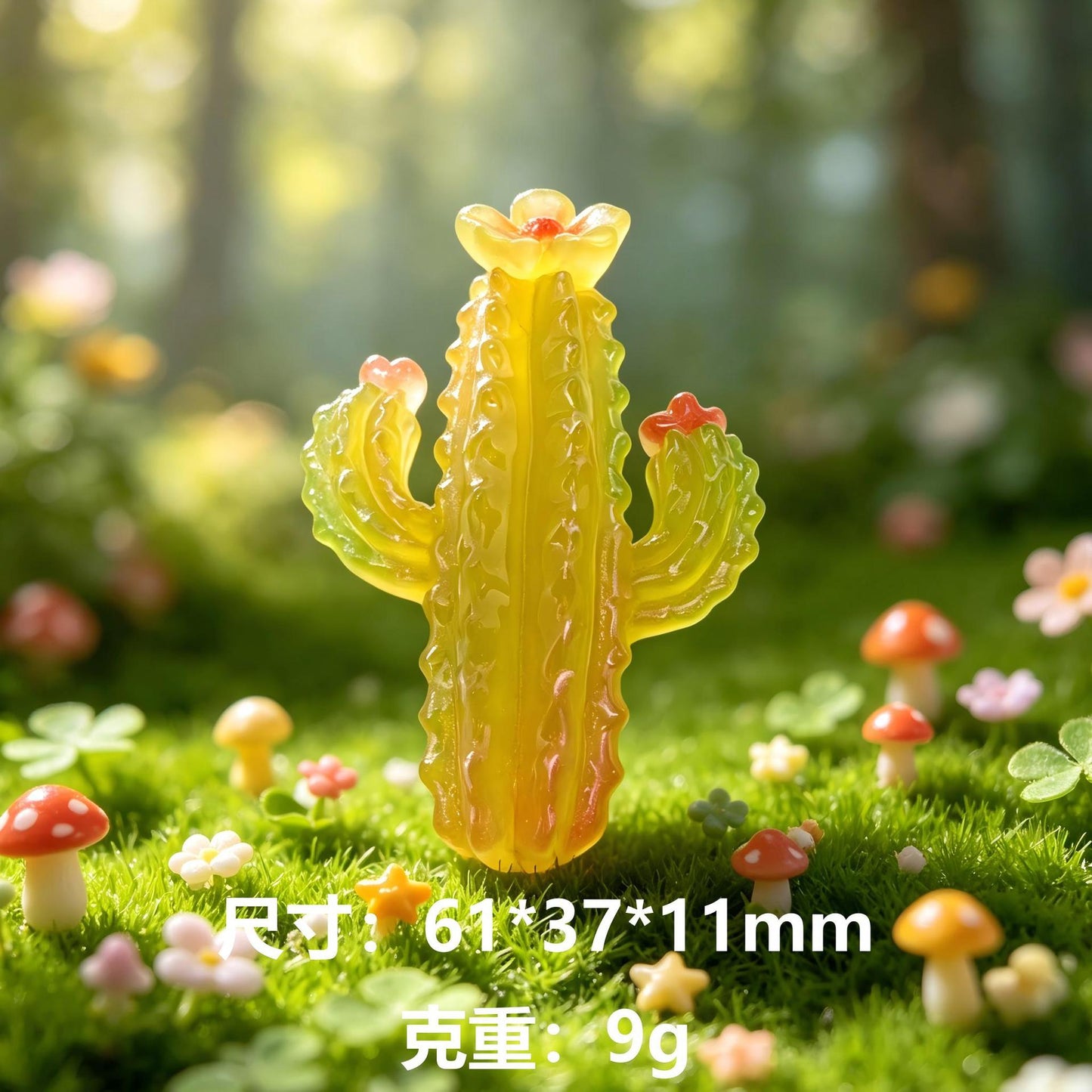 仿真透明炫彩仙人掌树脂微缩摆件DIY冰箱贴钥匙扣挂件发卡贴片