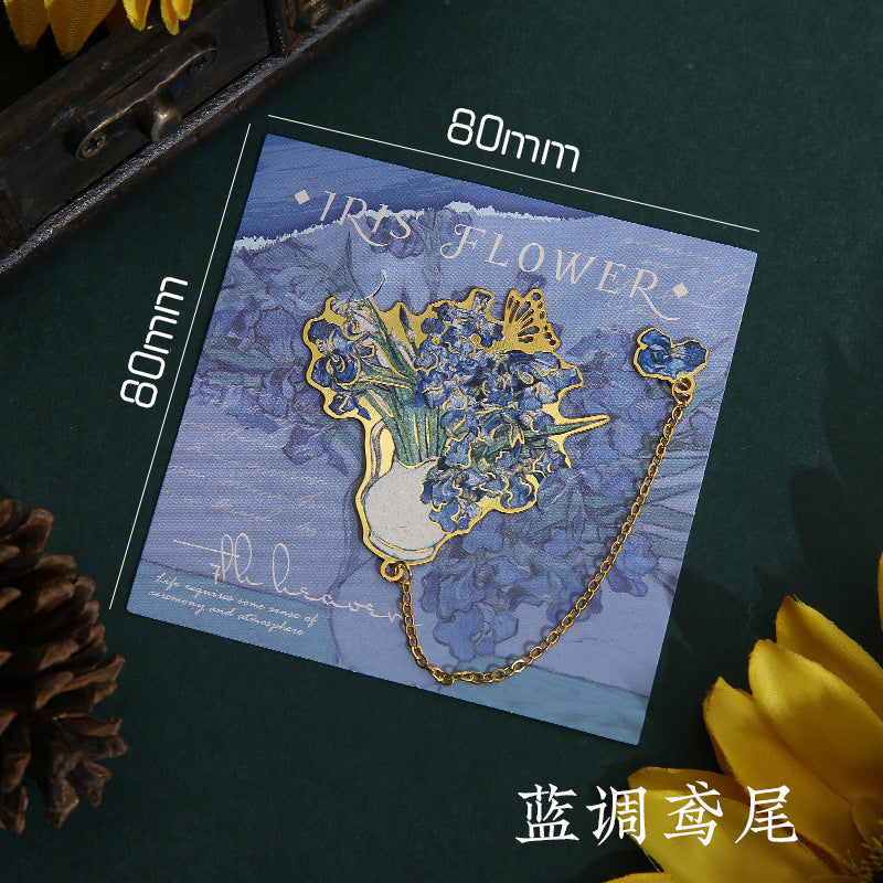 寓见诚品 静谧花语金属书签 浪漫花卉异形学生阅读烫金书签装饰