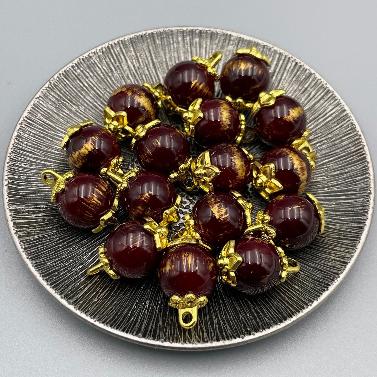 鼎丰新中式旗袍扣琉璃金漆金属脚衬衫开衫饰品 圆珠10mm