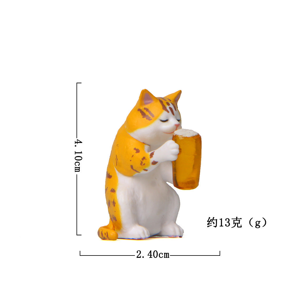 自愈系啤酒猫醉酒小虎猫手办网红爆款卡伊汽车内饰品车摆桌面玩偶