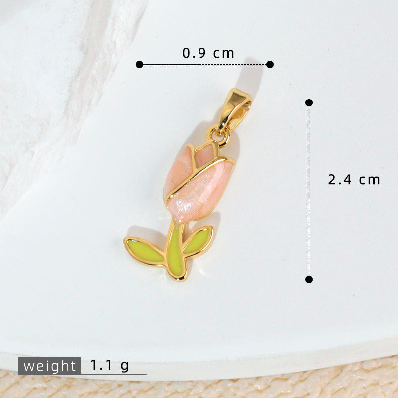 欧美跨境早春配饰浪漫花朵郁金香锁骨链项饰吊坠小清新滴油挂件