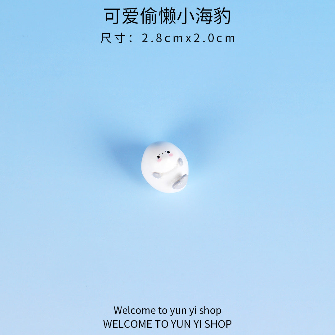 微景观摆件可爱海豹海洋动物 diy鱼缸水族馆卡通装饰品树脂小摆件