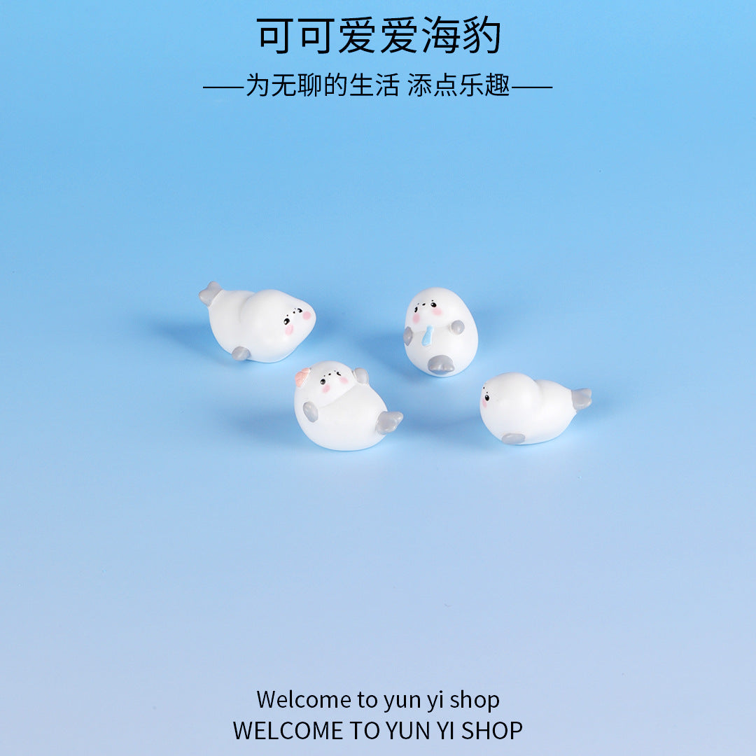 微景观摆件可爱海豹海洋动物 diy鱼缸水族馆卡通装饰品树脂小摆件