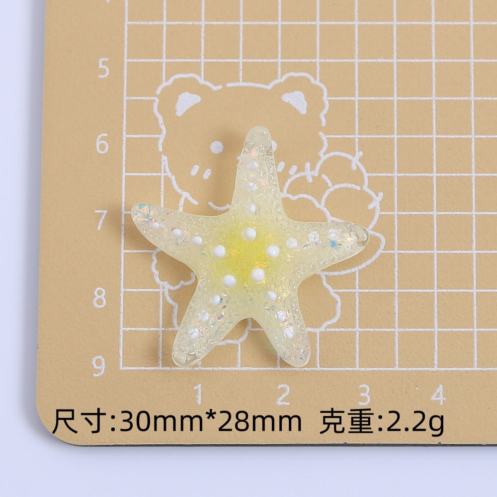 创意彩色冰透海星手工diy自制饰品配件奶油胶树脂小配件材料批发