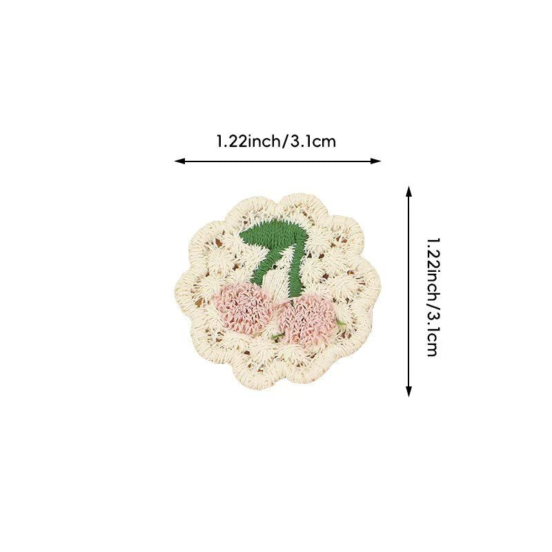 新款甜美风花朵樱桃刺绣布贴，百搭服饰包包DIY装饰辅料批发