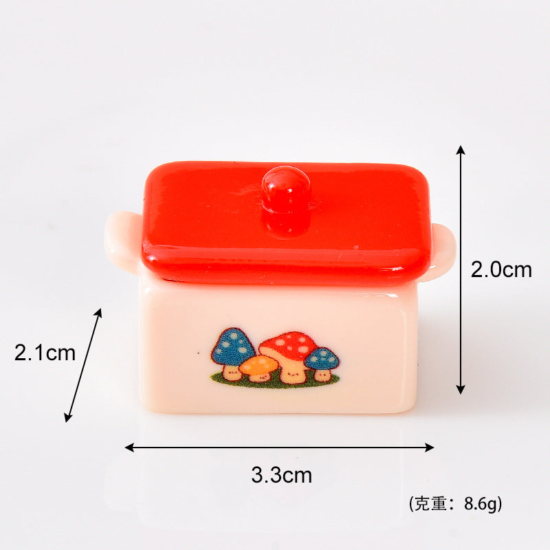新品卡通红蘑菇全套厨具微缩配件 迷你娃娃屋diy童话小屋树脂摆件