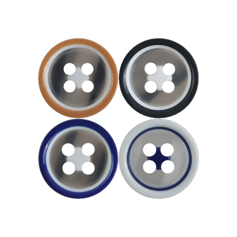 Bunli - DIY 10 Pack Clear Border Four Hole Button