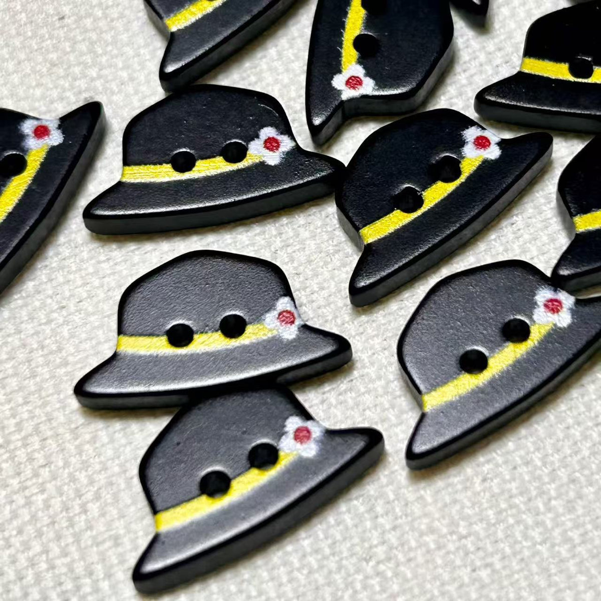 黑色花朵装饰小礼帽手工diy装饰品bjd娃衣配件幼儿园粘画板材料包