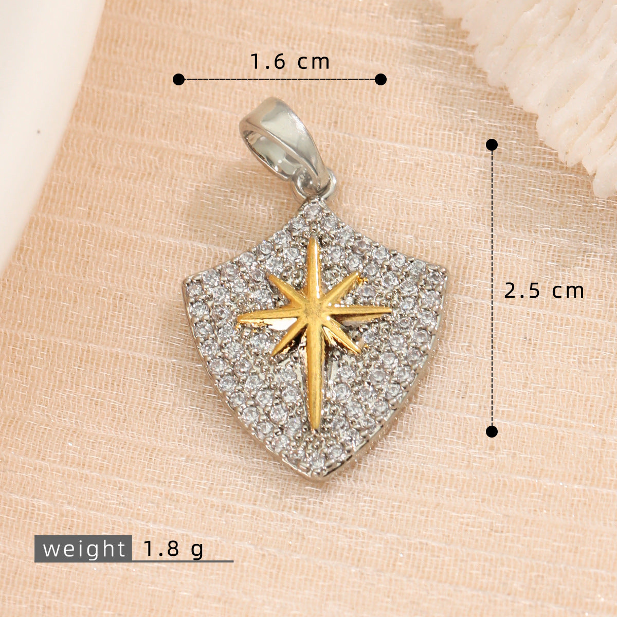跨境星星五角星六角星芒盾牌保色铜镀金项链吊坠挂坠饰品diy配件
