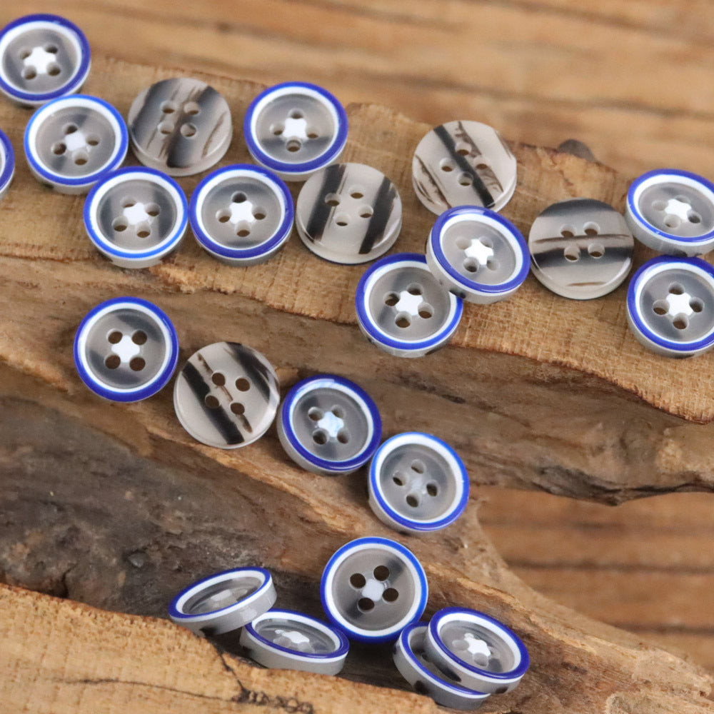Bunli - DIY 10 Pack Clear Border Four Hole Button