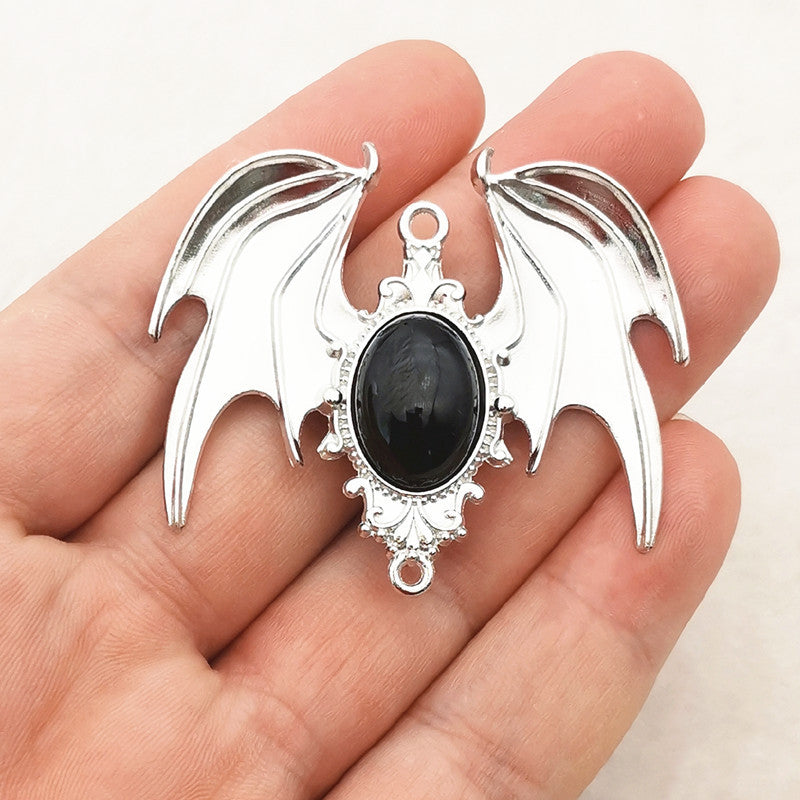 Elvane - Gothic Bat Wing Oval Accent Pendant Only
