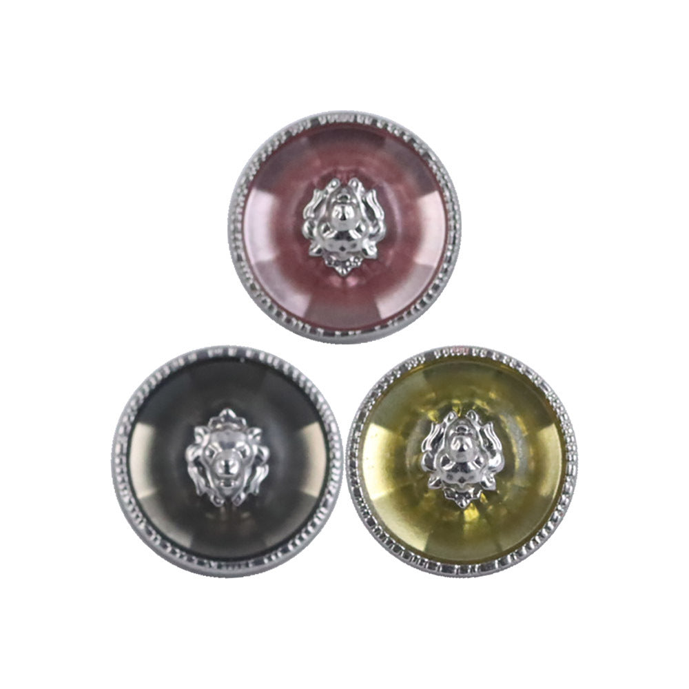 Bunli - DIY 10 Pack Lion-Head Silver-Tone Rim Button