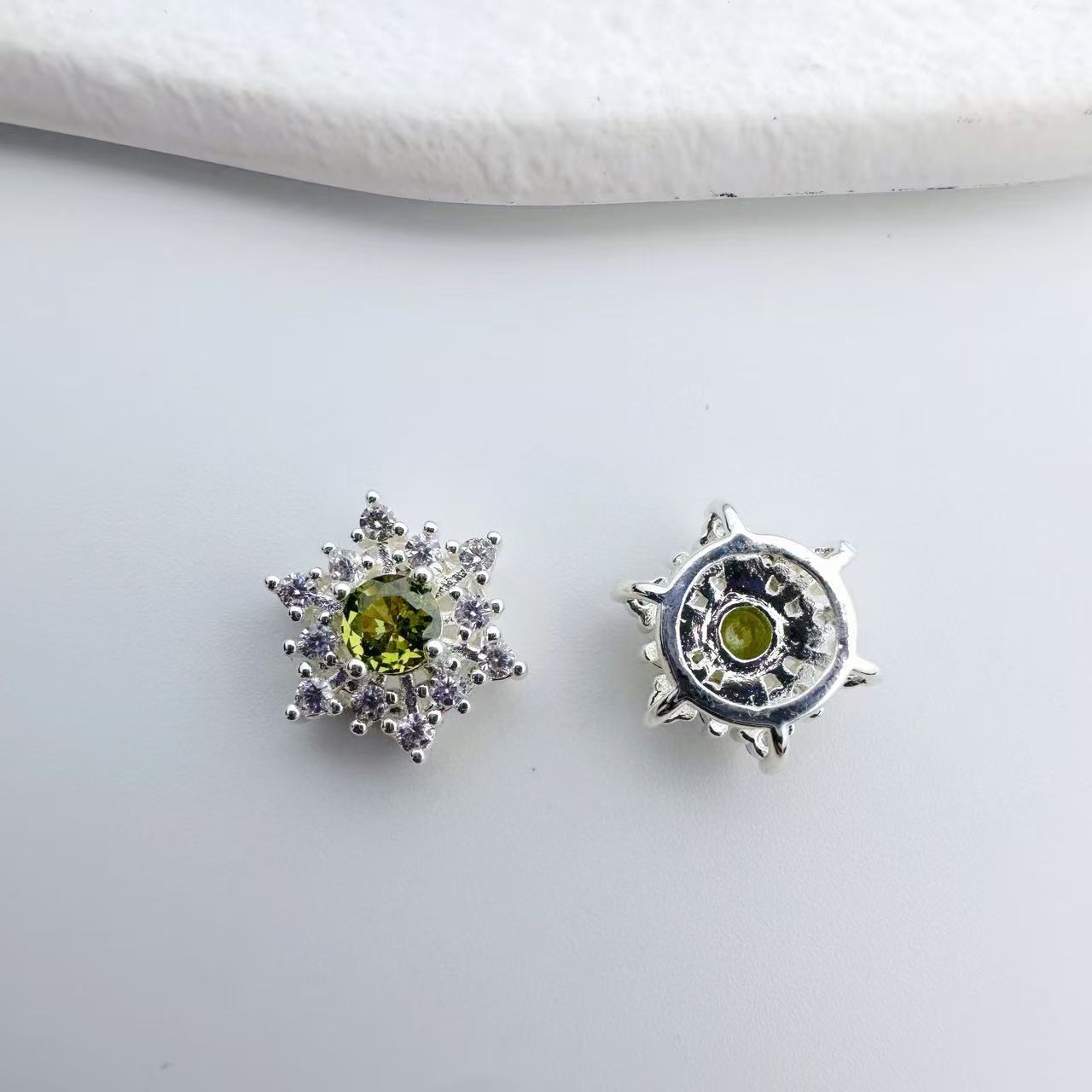 铜镀金微镶锆石雪花星星多通隔珠项链diy饰品配件水晶串珠材